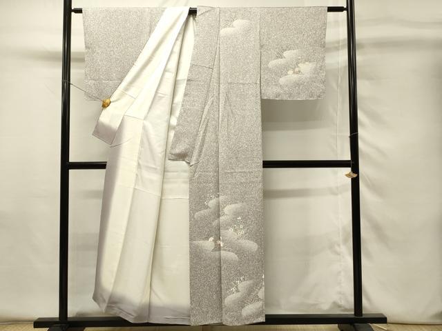 平和屋着物■訪問着　雲取り花文　たたき染め　正絹　逸品　DABH4284qp