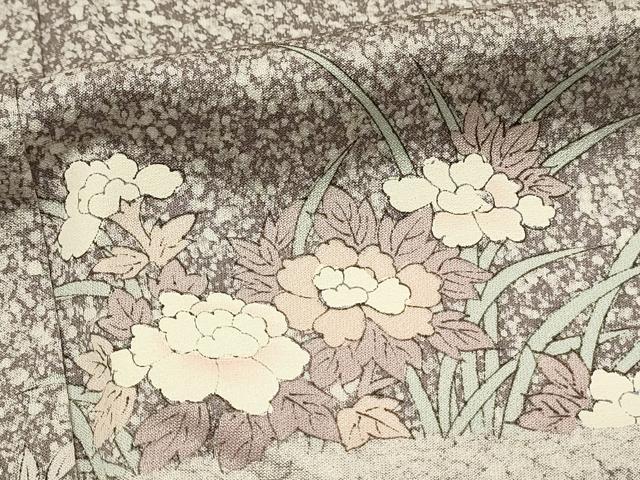 平和屋着物■訪問着　雲取り花文　たたき染め　正絹　逸品　DABH4284qp