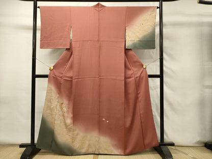 平和屋着物■訪問着　駒刺繍　扇面舞花文　暈し染め　金彩　鈴乃屋扱い　正絹　逸品　DABH4289qp