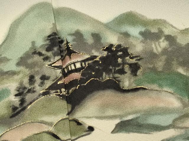 平和屋着物■訪問着　手描き　遠山風景文　暈し染め　金彩　正絹　逸品　DABH4290qp