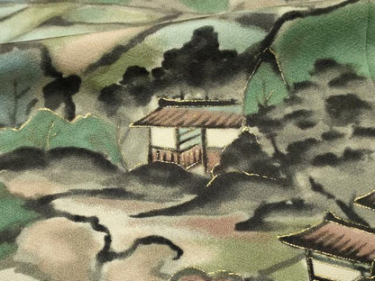 平和屋着物■訪問着　手描き　遠山風景文　暈し染め　金彩　正絹　逸品　DABH4290qp
