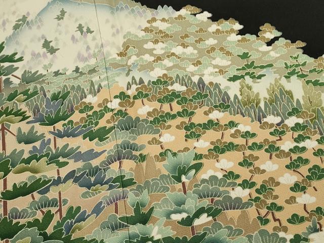 平和屋着物■豪華黒留袖　友禅　作家物　樹林花文　正絹　逸品　DABH4292qp