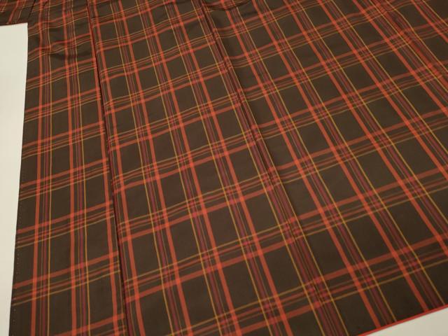 平和屋着物■本場縞大島紬　格子文　正絹　逸品　DABH4295qp