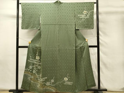 平和屋着物■訪問着　絞り　刺繍　舞花文　金糸　正絹　逸品　DABH4298qp