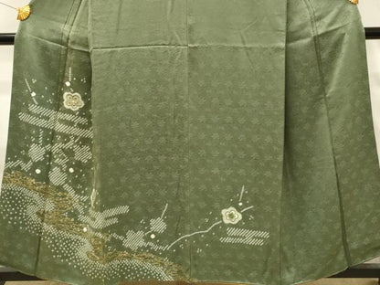 平和屋着物■訪問着　絞り　刺繍　舞花文　金糸　正絹　逸品　DABH4298qp