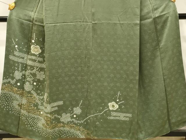 平和屋着物■訪問着　絞り　刺繍　舞花文　金糸　正絹　逸品　DABH4298qp