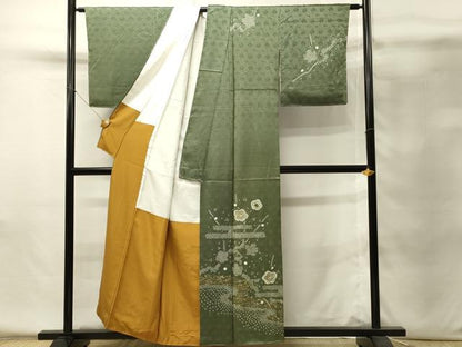 平和屋着物■訪問着　絞り　刺繍　舞花文　金糸　正絹　逸品　DABH4298qp