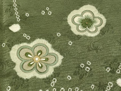 平和屋着物■訪問着　絞り　刺繍　舞花文　金糸　正絹　逸品　DABH4298qp
