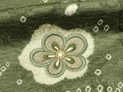 平和屋着物■訪問着　絞り　刺繍　舞花文　金糸　正絹　逸品　DABH4298qp