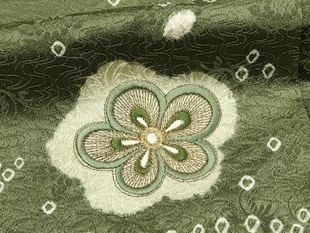 平和屋着物■訪問着　絞り　刺繍　舞花文　金糸　正絹　逸品　DABH4298qp