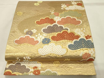 平和屋着物◎六通柄袋帯　唐織　花松文　金糸　正絹　逸品　DABH4300qp