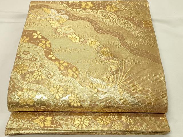 平和屋着物◎佐賀錦　六通柄袋帯　道長鳳凰花文　金銀糸　正絹　逸品　DABH4301qp