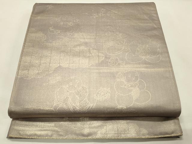 平和屋着物◎六通柄袋帯　童子遊び　金糸　正絹　逸品　DABH4303qp