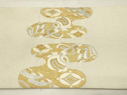 平和屋着物◎綴れ　八寸名古屋帯　宝尽くし青海波文　金銀糸　正絹　逸品　DABH4304qp