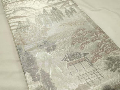 平和屋着物◎佐賀錦　六通柄袋帯　風景樹林文　洛桐錦　正絹　逸品　DABH4307qp