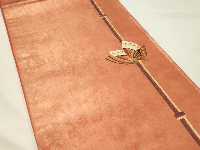 平和屋着物◎太鼓柄袋帯　総刺繍　駒刺繍　舞蝶結び紐文　金糸　引箔　正絹　逸品　未使用　DABH4308qp