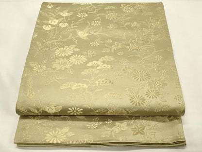 平和屋着物◎六通柄袋帯　草花文　金糸　正絹　逸品　DABH4323qp