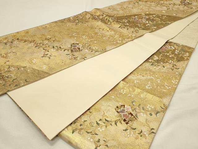 平和屋着物◎六通柄袋帯　唐織　楽器花唐草文　金糸　やまと誂製　正絹　逸品　DABH4334qp