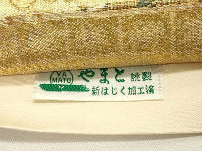 平和屋着物◎六通柄袋帯　唐織　楽器花唐草文　金糸　やまと誂製　正絹　逸品　DABH4334qp