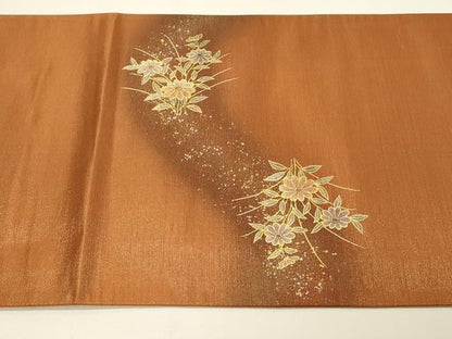 平和屋着物◎西陣　太鼓柄袋帯　螺鈿　草花文　金彩　引箔　正絹　逸品　DABH4340qp
