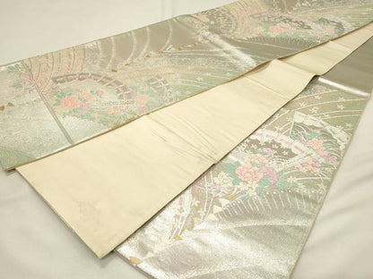 平和屋着物◎六通柄袋帯　地紙草花文　金銀糸　鈴乃屋扱い　正絹　逸品　DABH4359qp