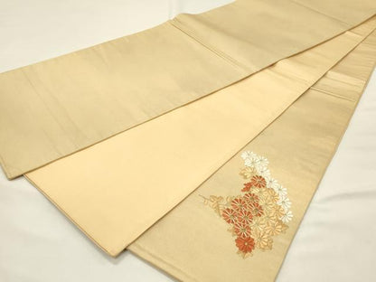 平和屋着物◎太鼓柄袋帯　総刺繍　駒刺繍　菊尽くし　金糸　正絹　逸品　DABH4361qp