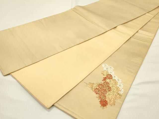 平和屋着物◎太鼓柄袋帯　総刺繍　駒刺繍　菊尽くし　金糸　正絹　逸品　DABH4361qp