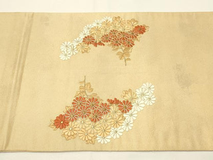 平和屋着物◎太鼓柄袋帯　総刺繍　駒刺繍　菊尽くし　金糸　正絹　逸品　DABH4361qp