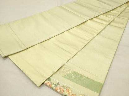 平和屋着物◎太鼓柄袋帯　駒刺繍　短冊花文　金糸　銀彩　正絹　逸品　DABH4363qp
