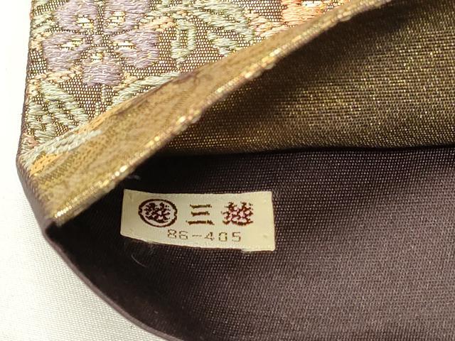 平和屋着物◎六通柄袋帯　唐織　献上花鳥丸文　手織　金糸　三越扱い　正絹　逸品　DABH4402qp