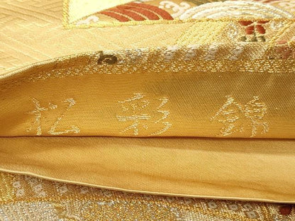 平和屋着物◎六通柄袋帯　唐織　立波鳳凰花文　松彩錦　金銀糸　正絹　逸品　DABH4407qp