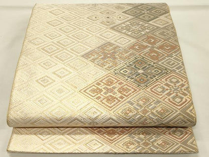 平和屋着物◎佐賀錦　六通柄袋帯　唐織　幾何学菱文　金糸　正絹　逸品　DABH4414qp