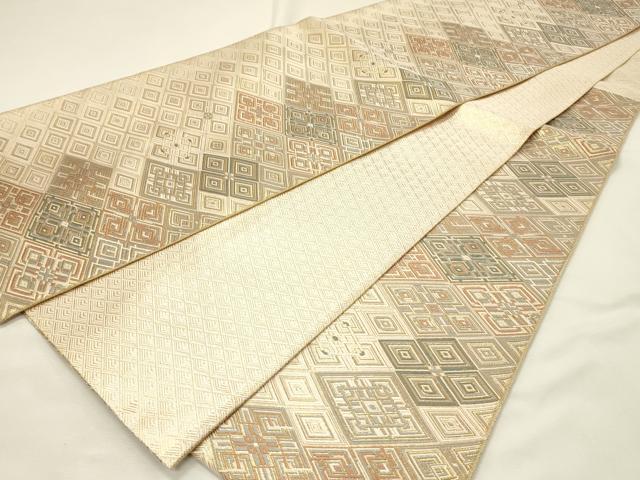 平和屋着物◎佐賀錦　六通柄袋帯　唐織　幾何学菱文　金糸　正絹　逸品　DABH4414qp