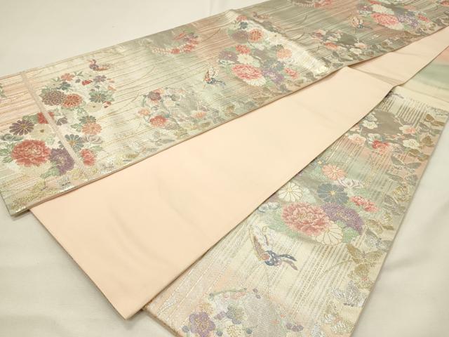 平和屋着物◎九百佐賀錦　六通柄袋帯　花蝶丸文　金銀糸　正絹　逸品　DABH4420qp