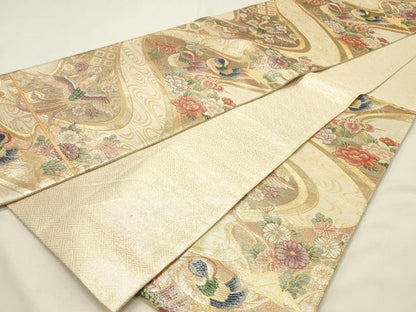 平和屋着物◎佐賀錦　六通柄袋帯　瑞鳳慶賀文　金銀糸　正絹　逸品　DABH4428qp