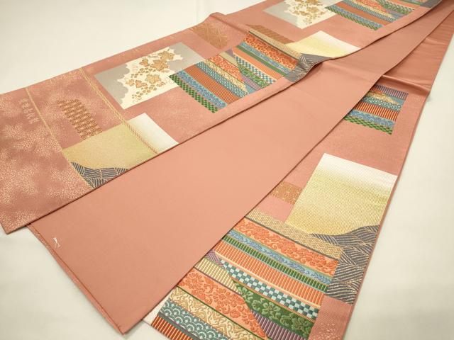平和屋着物◎西陣　六通柄袋帯　唐織　豊楽古代裂　金銀糸　証紙付き　正絹　逸品　DABH4441qp
