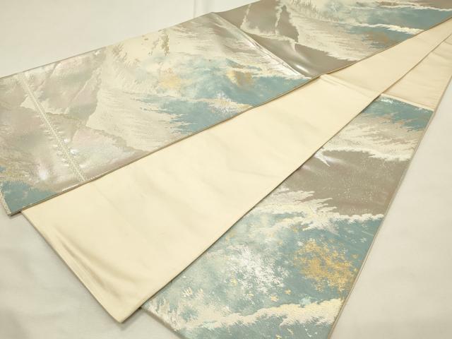 平和屋着物◎六通柄袋帯　重ね山文　金銀糸　正絹　逸品　DABH4443qp