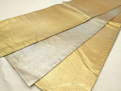 平和屋着物◎佐賀錦　両面　全通柄袋帯　抽象文様　金糸　正絹　逸品　DABH4446qp