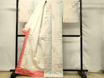平和屋着物■上質な紬　草花文　暈し染め　正絹　逸品　DABH4467qp