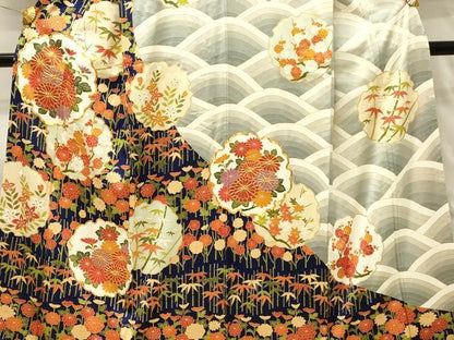 平和屋着物■訪問着　駒刺繍　雪輪花文　枝梅　金彩　正絹　逸品　DABH4468qp