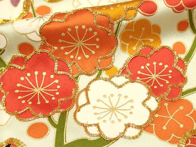 平和屋着物■訪問着　駒刺繍　雪輪花文　枝梅　金彩　正絹　逸品　DABH4468qp
