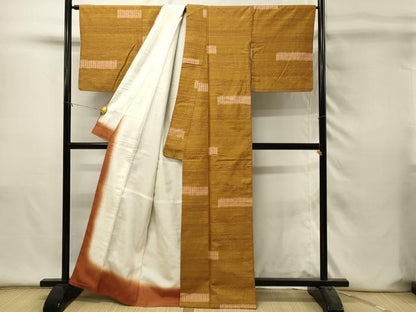 平和屋着物■上質な紬　横段抽象文　正絹　逸品　DABH4471qp