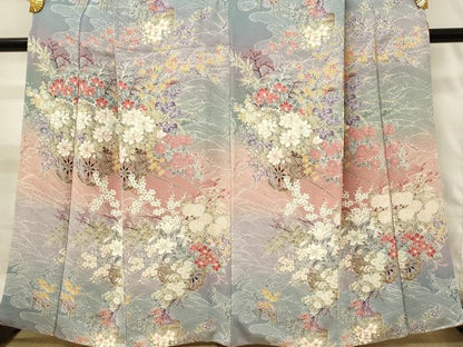 平和屋着物■訪問着　花車文　暈し染め　鬼しぼ縮緬　正絹　逸品　DABH4476qp