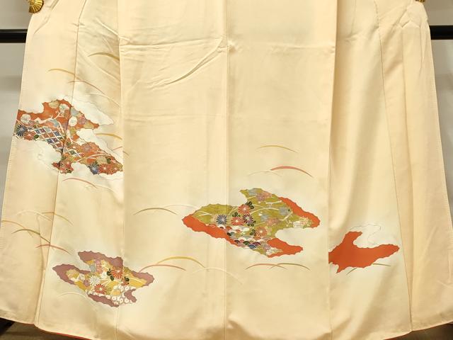 平和屋着物■訪問着　駒刺繍　雲取り吉祥花文　暈し染め　金彩　正絹　逸品　DABH4483qp