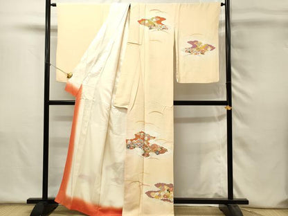 平和屋着物■訪問着　駒刺繍　雲取り吉祥花文　暈し染め　金彩　正絹　逸品　DABH4483qp