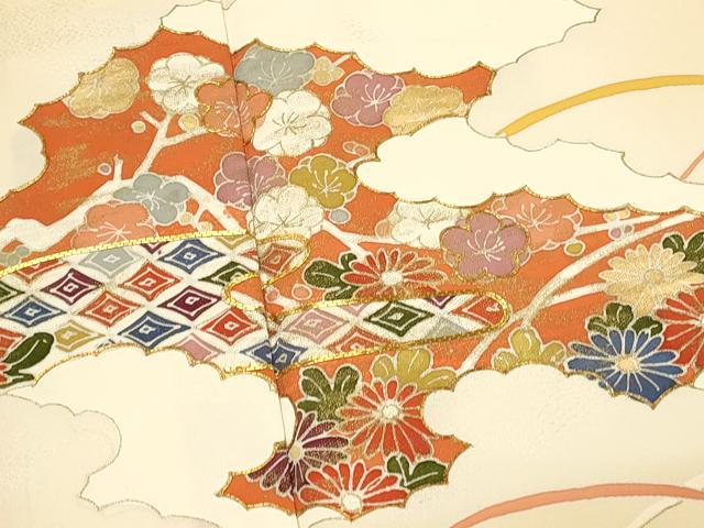 平和屋着物■訪問着　駒刺繍　雲取り吉祥花文　暈し染め　金彩　正絹　逸品　DABH4483qp