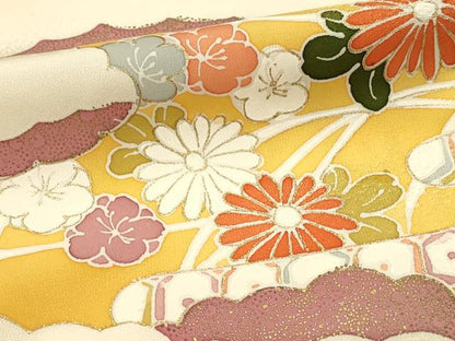 平和屋着物■訪問着　駒刺繍　雲取り吉祥花文　暈し染め　金彩　正絹　逸品　DABH4483qp