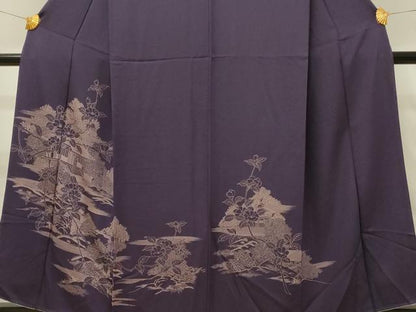 平和屋着物■訪問着　刺繍　風景花文　正絹　逸品　DABH4484qp