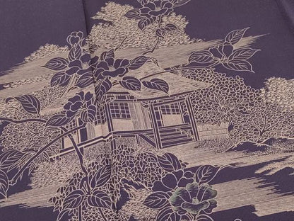 平和屋着物■訪問着　刺繍　風景花文　正絹　逸品　DABH4484qp