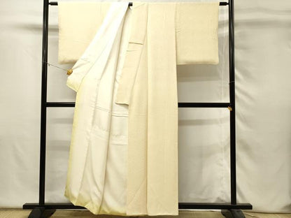 平和屋着物■上質な色無地　菱地紋　鳥の子色　正絹　逸品　DABH4491qp